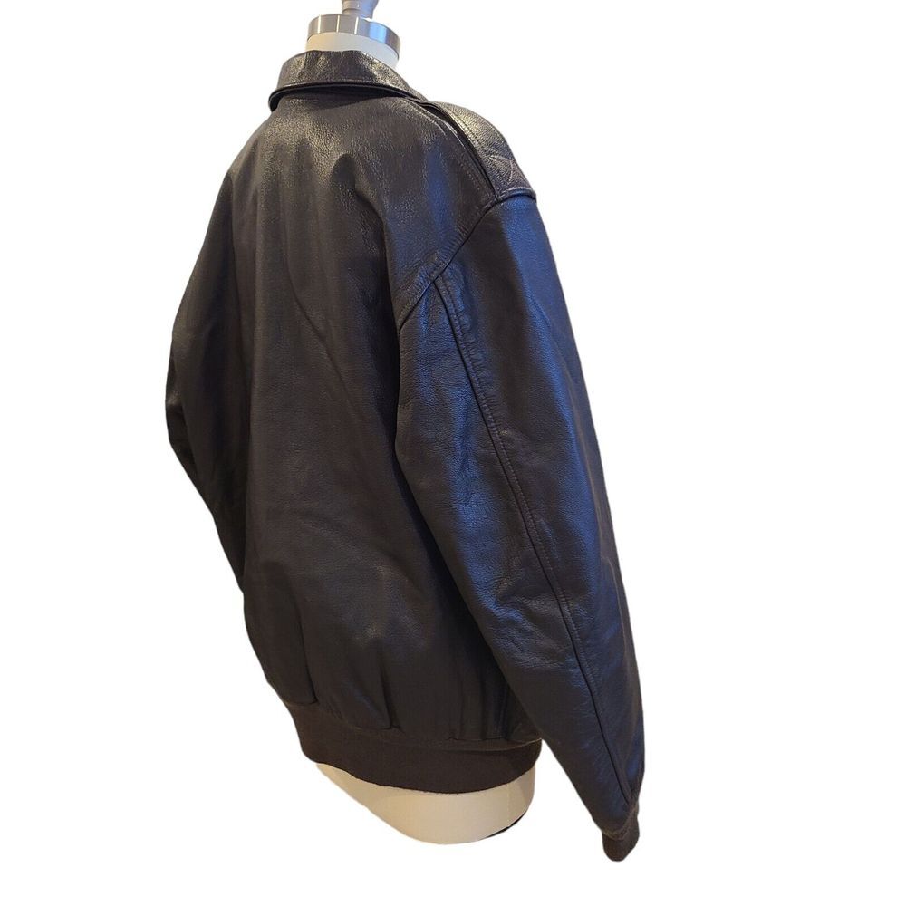Gibson & Barnes A-2 Leather Flight Aviator Bomber Jacket 42 Removable Vest Liner - Picture 3 of 15